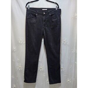 Levis Womens Size 14 Black Jeans Classic Straight Leg Stretchy Denim Solid Plain